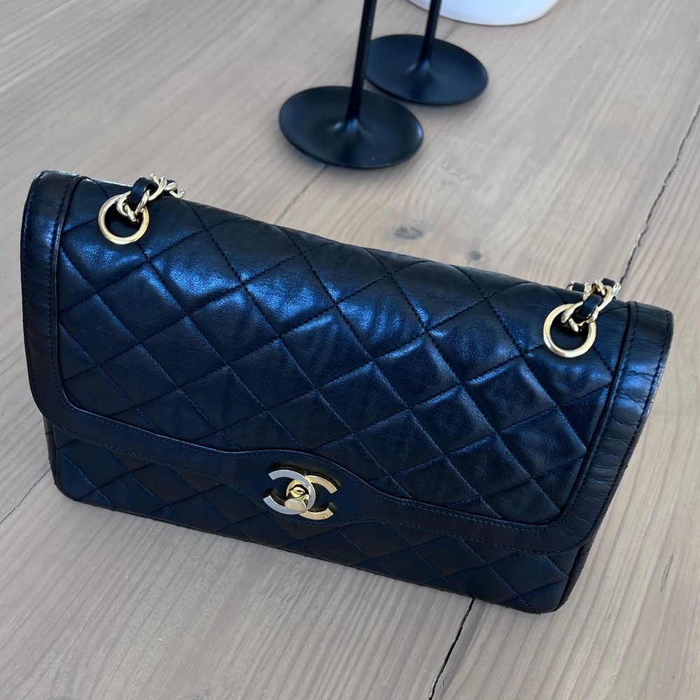 Chanel Classic Flap / Double Flap Style Chain Shoulder Bag Quilted Lambskin